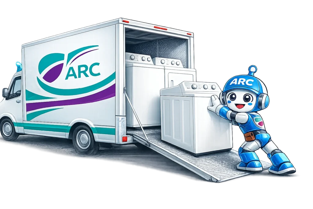 ARC Bot loading truck with appliances removing pickup